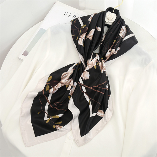 Satin Scarf with Feather Design Women's Fashion Scarves, Personalized Style