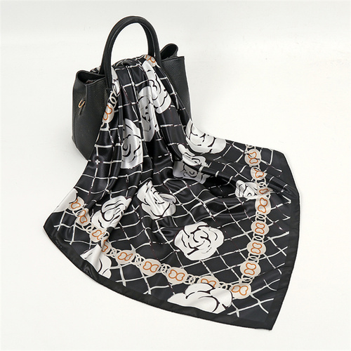 Satin Scarf with Feather Design Women's Fashion Scarves, Personalized Style