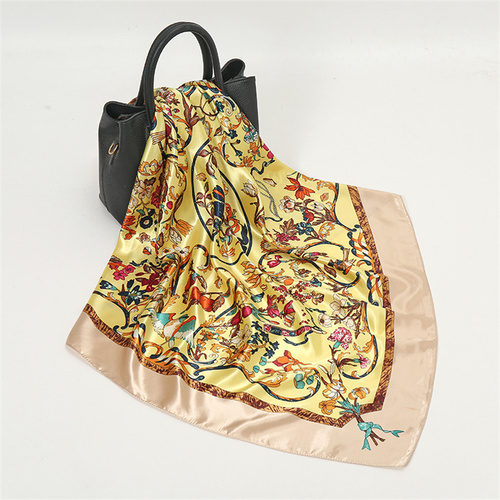 Satin Scarf with Feather Design Women's Fashion Scarves, Personalized Style