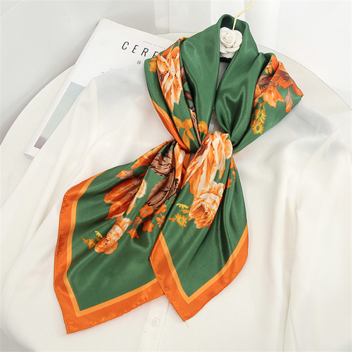 Satin Scarf with Feather Design Women's Fashion Scarves, Personalized Style