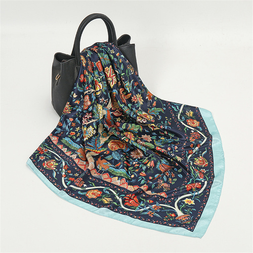 Satin Scarf with Feather Design Women's Fashion Scarves, Personalized Style