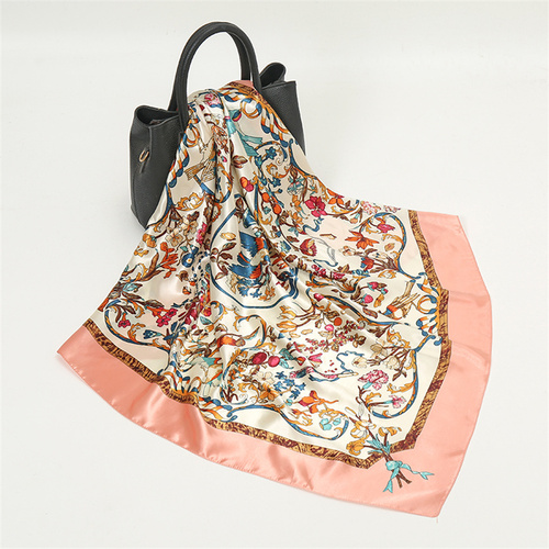 Satin Scarf with Feather Design Women's Fashion Scarves, Personalized Style