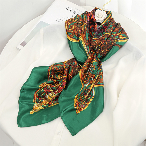 Satin Scarf with Feather Design Women's Fashion Scarves, Personalized Style