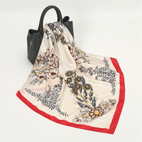 Satin Scarf with Feather Design Women's Fashion Scarves, Personalized Style