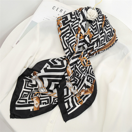 Satin Scarf with Feather Design Women's Fashion Scarves, Personalized Style