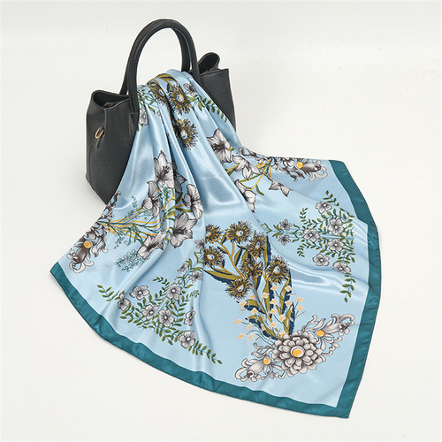 Satin Scarf with Feather Design Women's Fashion Scarves, Personalized Style