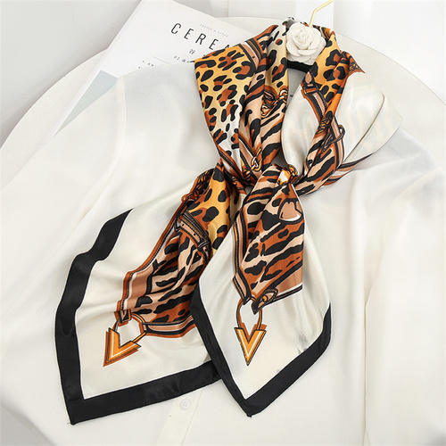 Satin Scarf with Feather Design Women's Fashion Scarves, Personalized Style