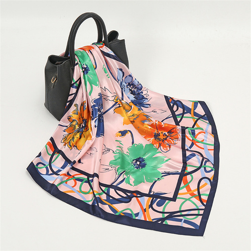 Satin Scarf with Feather Design Women's Fashion Scarves, Personalized Style