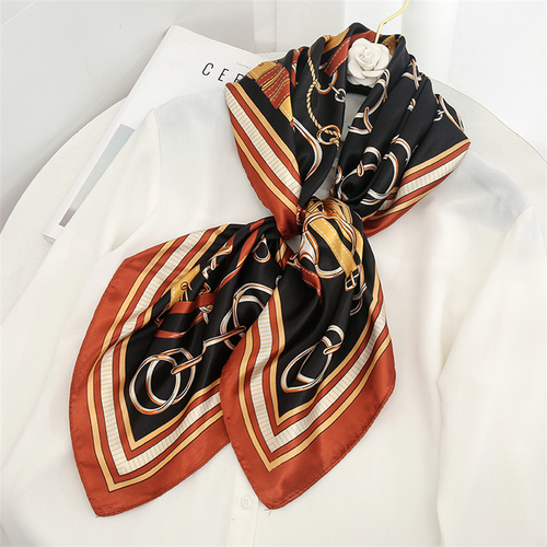 Satin Scarf with Feather Design Women's Fashion Scarves, Personalized Style