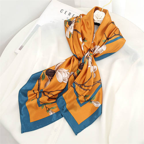 Satin Scarf with Feather Design Women's Fashion Scarves, Personalized Style