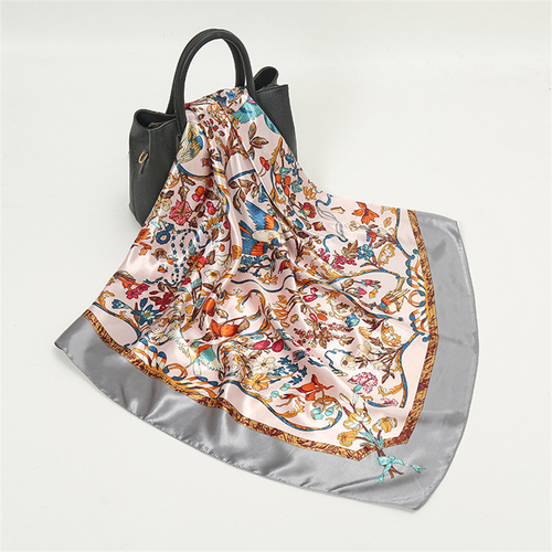 Satin Scarf with Feather Design Women's Fashion Scarves, Personalized Style