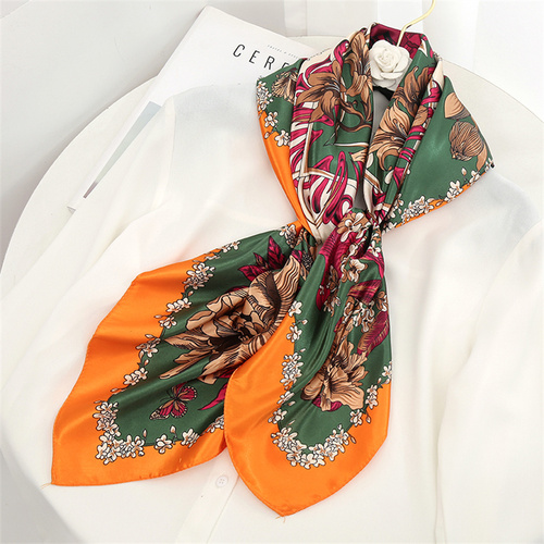 Satin Scarf with Feather Design Women's Fashion Scarves, Personalized Style