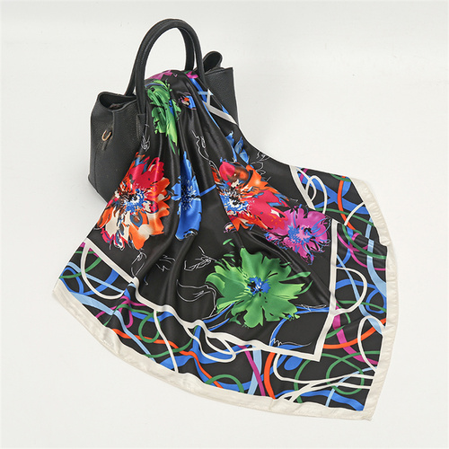 Satin Scarf with Feather Design Women's Fashion Scarves, Personalized Style