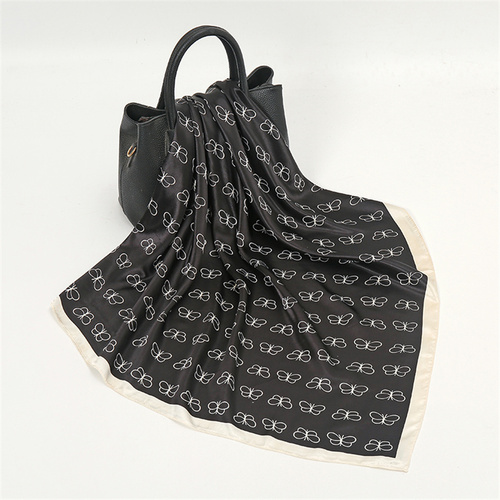 Satin Scarf with Feather Design Women's Fashion Scarves, Personalized Style