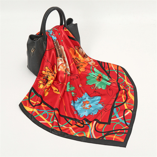 Satin Scarf with Feather Design Women's Fashion Scarves, Personalized Style