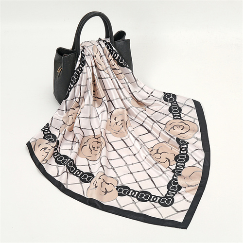 Satin Scarf with Feather Design Women's Fashion Scarves, Personalized Style