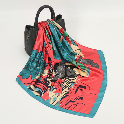 Satin Scarf with Feather Design Women's Fashion Scarves, Personalized Style