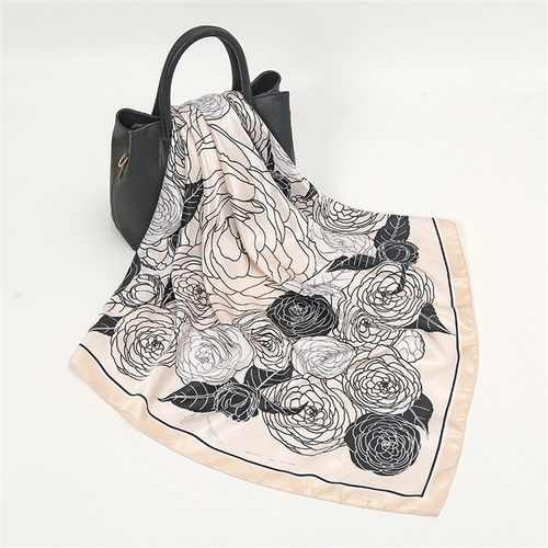 Satin Scarf with Feather Design Women's Fashion Scarves, Personalized Style