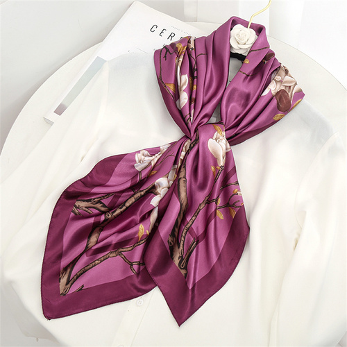 Satin Scarf with Feather Design Women's Fashion Scarves, Personalized Style