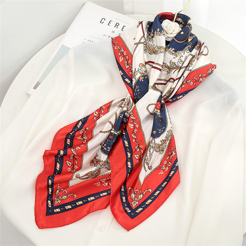 Satin Scarf with Feather Design Women's Fashion Scarves, Personalized Style