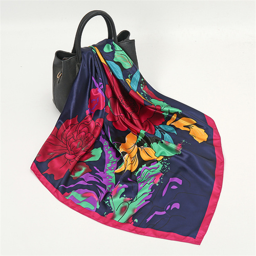 Satin Scarf with Feather Design Women's Fashion Scarves, Personalized Style