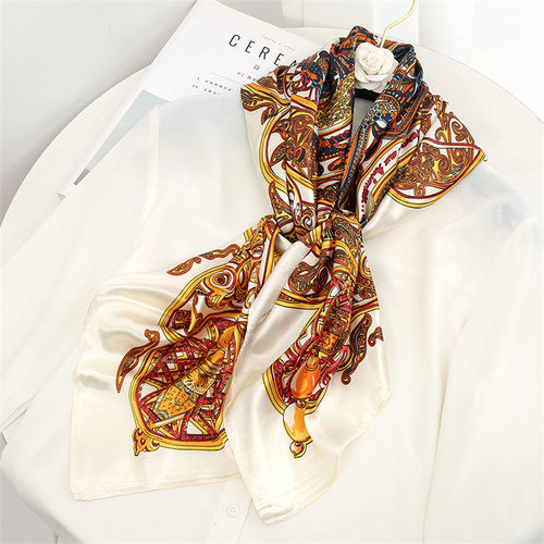 Satin Scarf with Feather Design Women's Fashion Scarves, Personalized Style