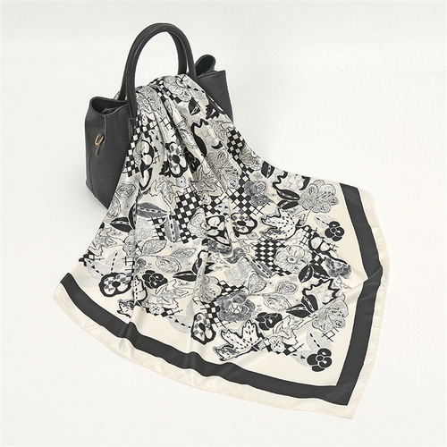 Satin Scarf with Feather Design Women's Fashion Scarves, Personalized Style