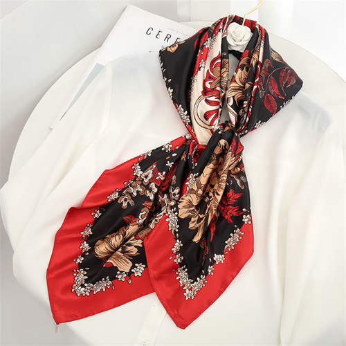 Satin Scarf with Feather Design Women's Fashion Scarves, Personalized Style