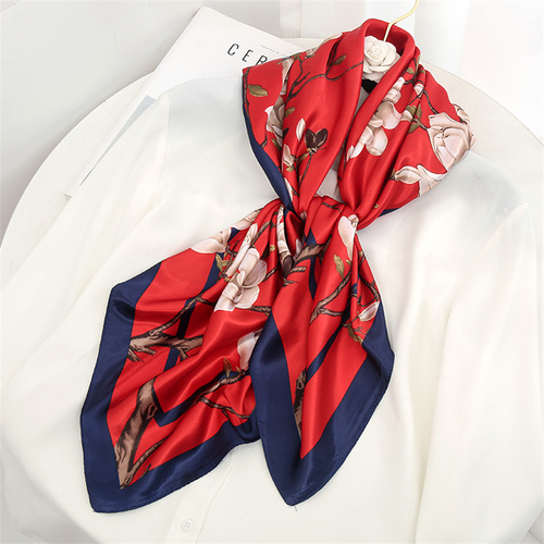 Satin Scarf with Feather Design Women's Fashion Scarves, Personalized Style