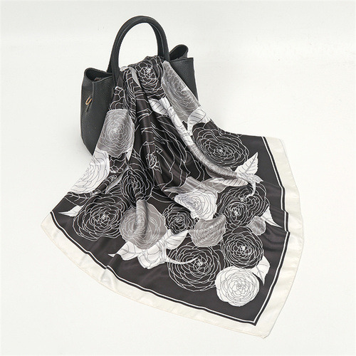 Satin Scarf with Feather Design Women's Fashion Scarves, Personalized Style