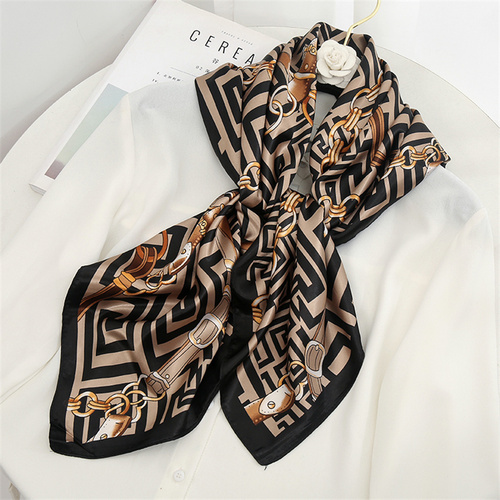 Satin Scarf with Feather Design Women's Fashion Scarves, Personalized Style