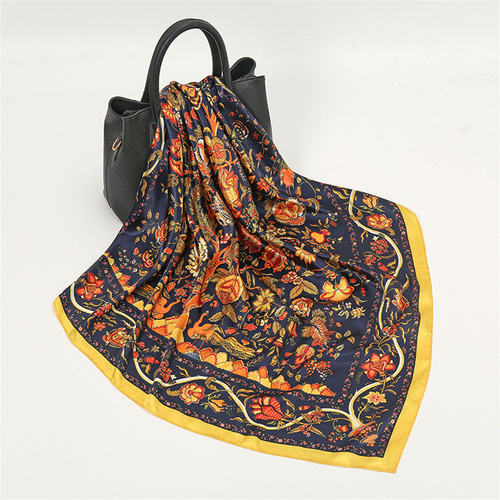 Satin Scarf with Feather Design Women's Fashion Scarves, Personalized Style