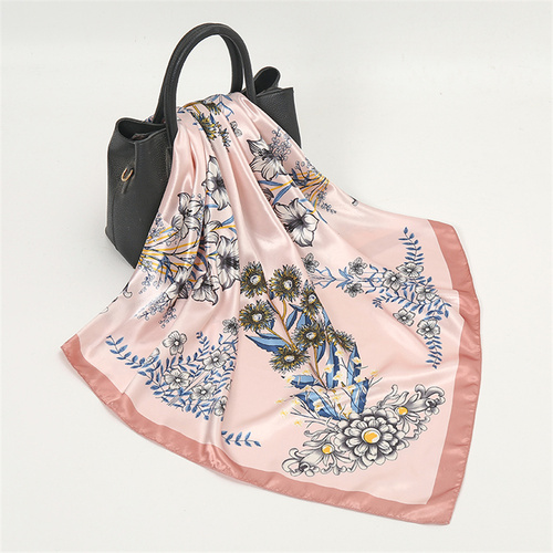 Satin Scarf with Feather Design Women's Fashion Scarves, Personalized Style