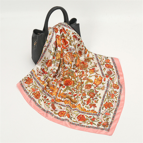 Satin Scarf with Feather Design Women's Fashion Scarves, Personalized Style