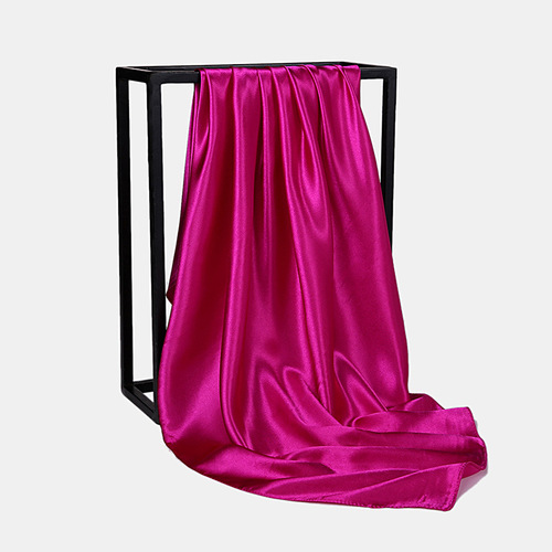 White Square Silk Edge Satin 90X90 Purple Head Plain Hijab Pink Solid Color Scarf