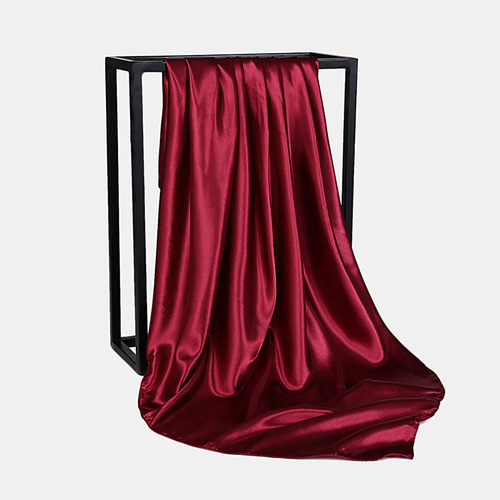 White Square Silk Edge Satin 90X90 Purple Head Plain Hijab Pink Solid Color Scarf