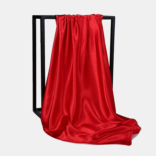 White Square Silk Edge Satin 90X90 Purple Head Plain Hijab Pink Solid Color Scarf