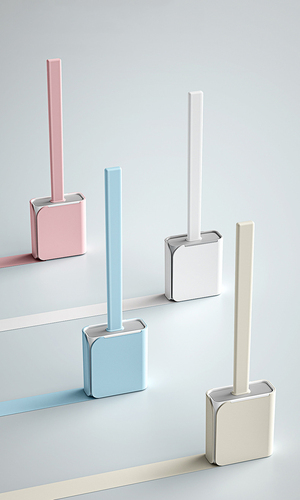 Wall Mounted Toilet Cleaner Brush Set With Holder Bendable Bristle Silicone Flex Toilet Brush For Bathroom Cleaning