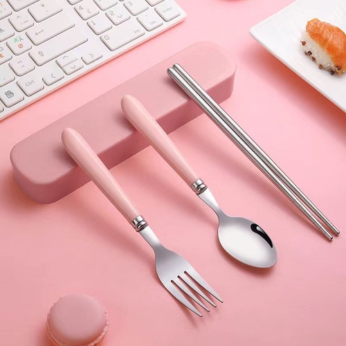 Outdoor Portable Stainless Steel Tableware Travel Camping Set Spoon Fork Chopstick Set