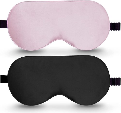 Silk Sleep Mask 2 Pack 100% Real Natural Pure Silk Eye Mask with Adjustable Strap Eye Mask for Sleeping