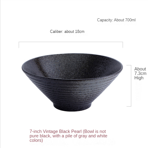 5 8 9 inch chinese EKA   porcelain udon pho noodle bowl chopsticks spoon black ramen bowl ceramic
