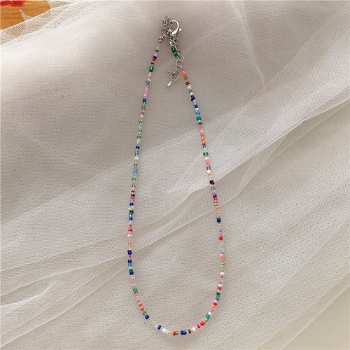 2023 Fashion Color Cartoon Heart Butterfly Beaded Necklace Sweet Cute Pendant Necklace for Girls