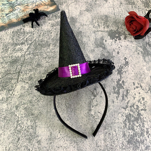 Halloween witch headband costume party weird lace big sequin hat headband festival cosplay for kids