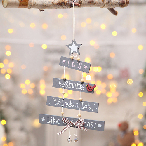 Christmas Tree Shape Wooden Hanging Pendant Creative Colorful Alphabet Pendant Ornament Home Decorations