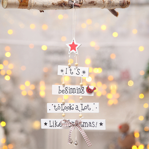 Christmas Tree Shape Wooden Hanging Pendant Creative Colorful Alphabet Pendant Ornament Home Decorations