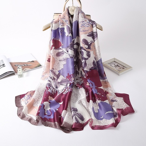 Fashion Style Emulation Silk Scarf Warm Scarf Temperament Wild Decorative Shawl Fashionable Elegant Women's Scarf 