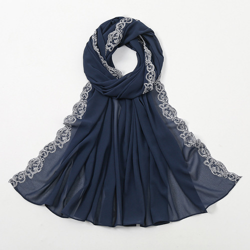 Summer Pearl Chiffon Fashion Lace Shawl Women's Solid Color Scarfs