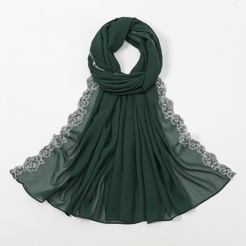 Summer Pearl Chiffon Fashion Lace Shawl Women's Solid Color Scarfs