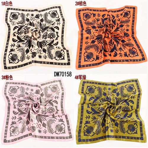 Light luxury Plain style 70*70 CM long scarf for women  direct flower pattern digital printing scarf for women