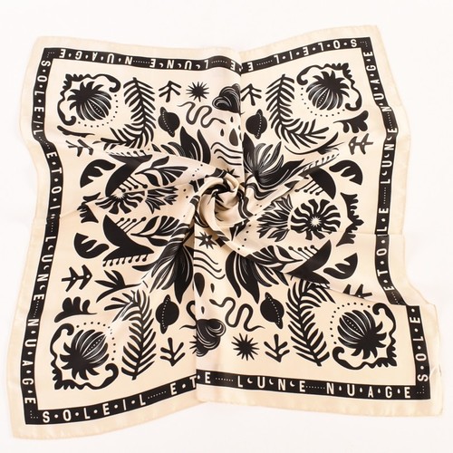 Light luxury Plain style 70*70 CM long scarf for women  direct flower pattern digital printing scarf for women